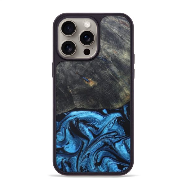 iPhone 15 Pro Max Wood+Resin Phone Case - Helen (Blue, 666176) Online