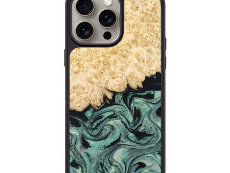 iPhone 15 Pro Max Wood+Resin Phone Case - Essie (Green, 665230) Cheap