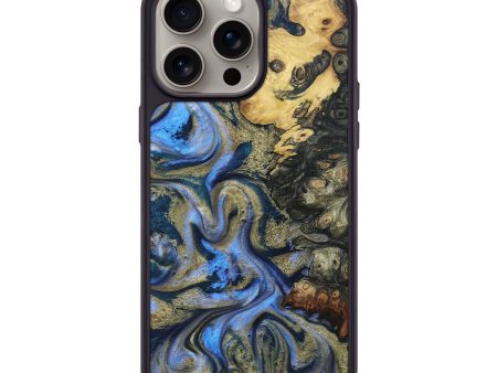 iPhone 15 Pro Max Wood+Resin Phone Case - Forrest (Teal & Gold, 662674) For Cheap