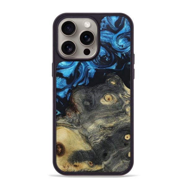 iPhone 15 Pro Max Wood+Resin Phone Case - Kelly (Blue, 665096) Fashion