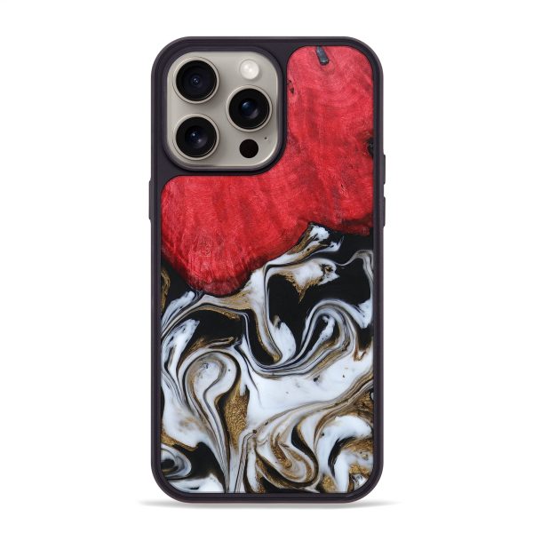 iPhone 15 Pro Max Wood+Resin Phone Case - Katharine (Black & White, 663746) Hot on Sale