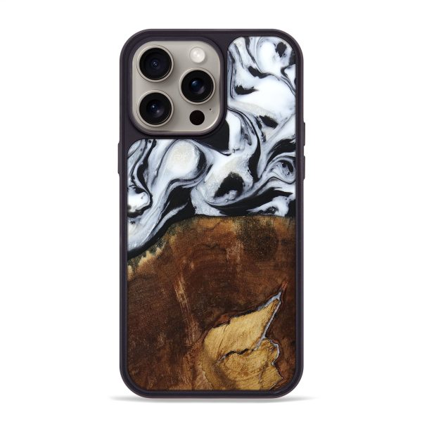 iPhone 15 Pro Max Wood+Resin Phone Case - Laverne (Black & White, 664695) Online