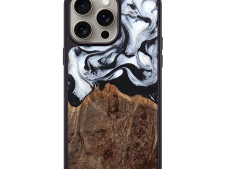 iPhone 15 Pro Max Wood+Resin Phone Case - Karter (Black & White, 664688) Supply