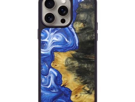 iPhone 15 Pro Max Wood+Resin Phone Case - Shelley (Blue, 663643) on Sale