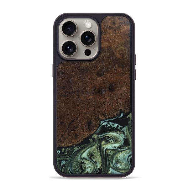 iPhone 15 Pro Max Wood+Resin Phone Case - Shelley (Green, 661961) Discount