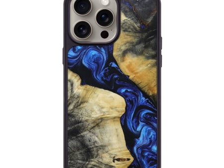 iPhone 15 Pro Max Wood+Resin Phone Case - Amora (Blue, 664179) For Sale