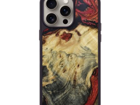 iPhone 15 Pro Max Wood+Resin Phone Case - Jillian (Red, 665032) Cheap