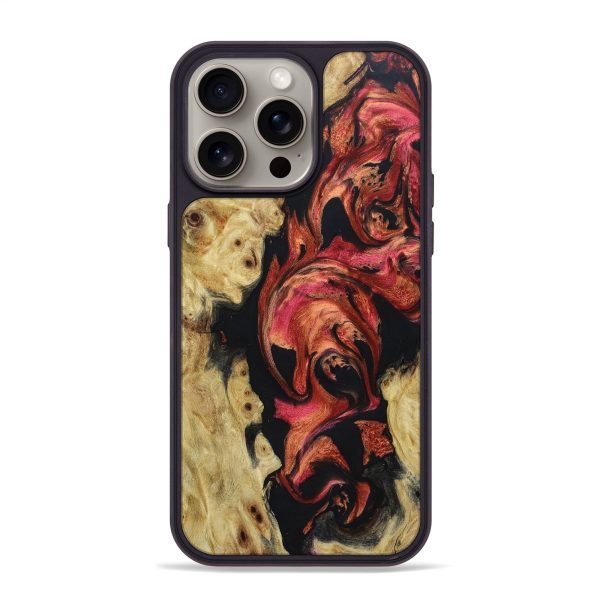 iPhone 15 Pro Max Wood+Resin Phone Case - Jessie (Red, 665126) For Sale