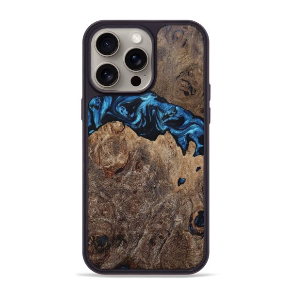 iPhone 15 Pro Max Wood+Resin Phone Case - Milani (Blue, 664993) Online Hot Sale