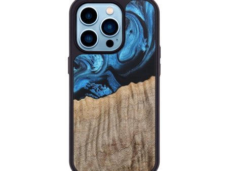 iPhone 14 Pro Wood+Resin Phone Case - Adaline (Blue, 663239) For Cheap