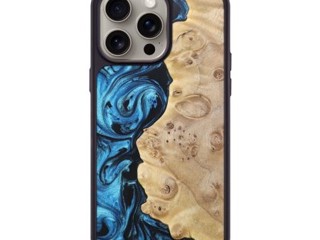 iPhone 15 Pro Max Wood+Resin Phone Case - Henry (Blue, 663237) Hot on Sale