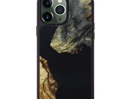 iPhone 13 Pro Max Wood+Resin Phone Case - Jacqueline (Pure Black, 664200) For Sale