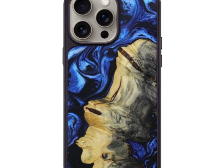 iPhone 15 Pro Max Wood+Resin Phone Case - Roman (Blue, 664184) For Cheap