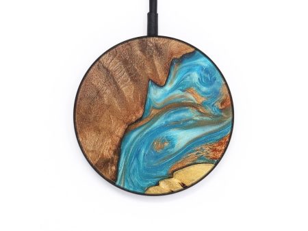 Circle ResinArt Wireless Charger - Florence (Teal & Gold, 665667) Hot on Sale