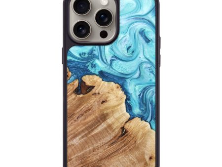 iPhone 15 Pro Max Wood+Resin Phone Case - Walker (Blue, 666105) For Sale