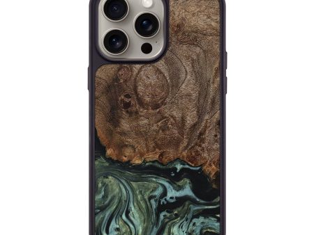 iPhone 15 Pro Max Wood+Resin Phone Case - Holly (Green, 661958) on Sale