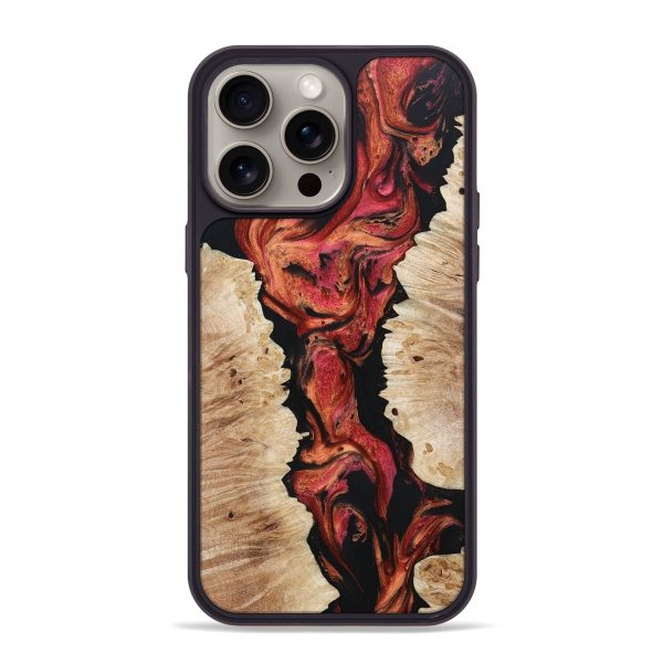 iPhone 15 Pro Max Wood+Resin Phone Case - Isabella (Red, 665097) Online now