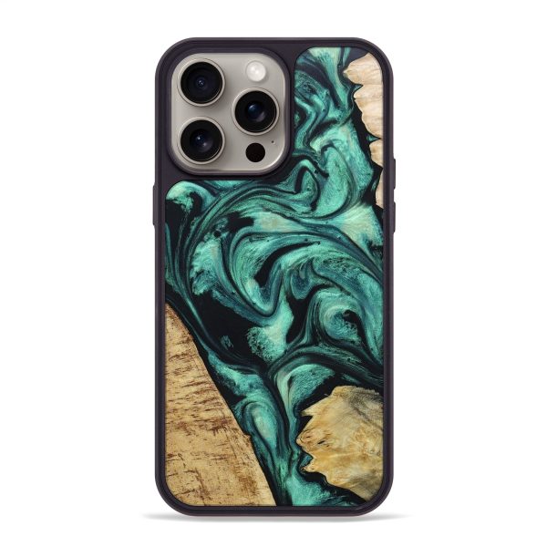 iPhone 15 Pro Max Wood+Resin Phone Case - Jewell (Green, 662367) Supply