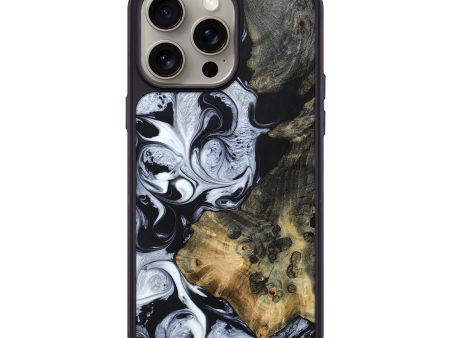 iPhone 15 Pro Max Wood+Resin Phone Case - Kathryn (Black & White, 661576) For Cheap