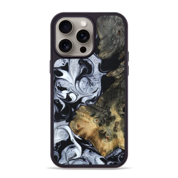 iPhone 15 Pro Max Wood+Resin Phone Case - Kathryn (Black & White, 661576) For Cheap