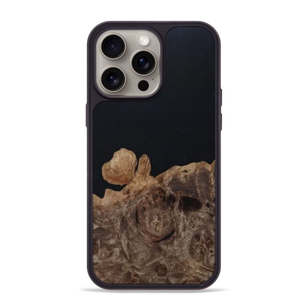 iPhone 15 Pro Max Wood+Resin Phone Case - Mable (Pure Black, 664042) Fashion