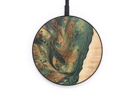 Circle Wood+Resin Wireless Charger - Danny (Green, 665662) Hot on Sale