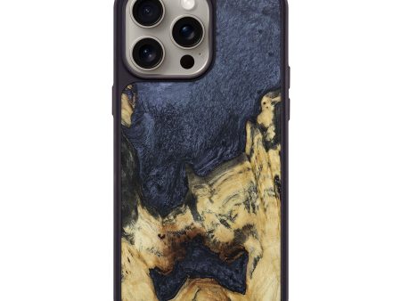 iPhone 15 Pro Max Wood+Resin Phone Case - Edna (Pure Black, 666190) Hot on Sale