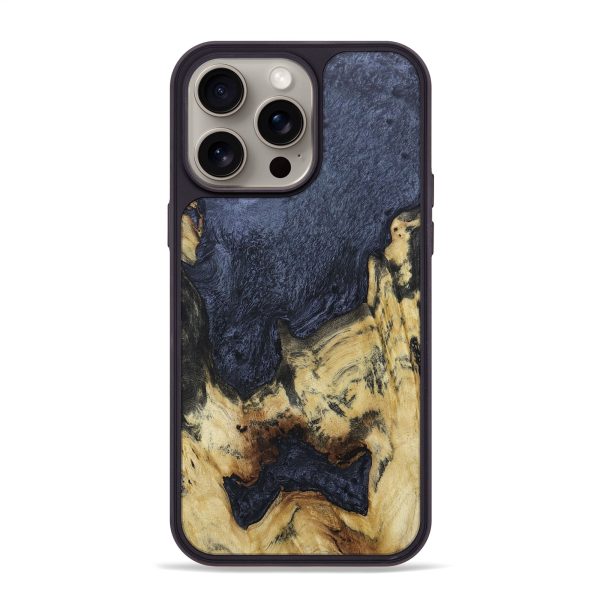 iPhone 15 Pro Max Wood+Resin Phone Case - Edna (Pure Black, 666190) Hot on Sale