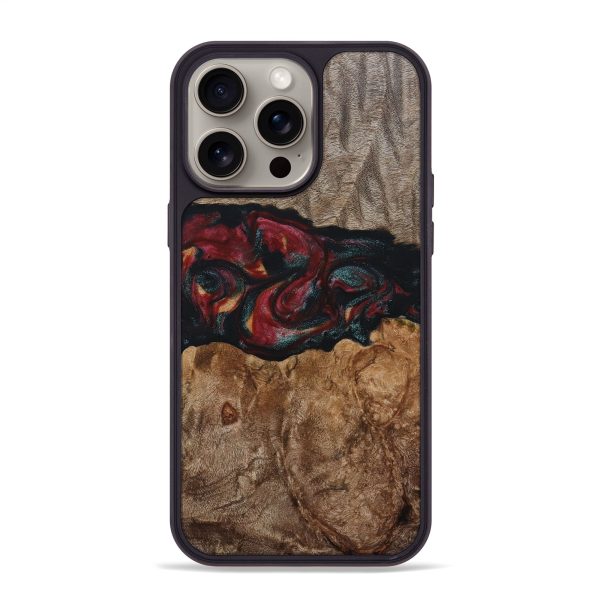 iPhone 15 Pro Max Wood+Resin Phone Case - Hazel (Red, 665104) Supply