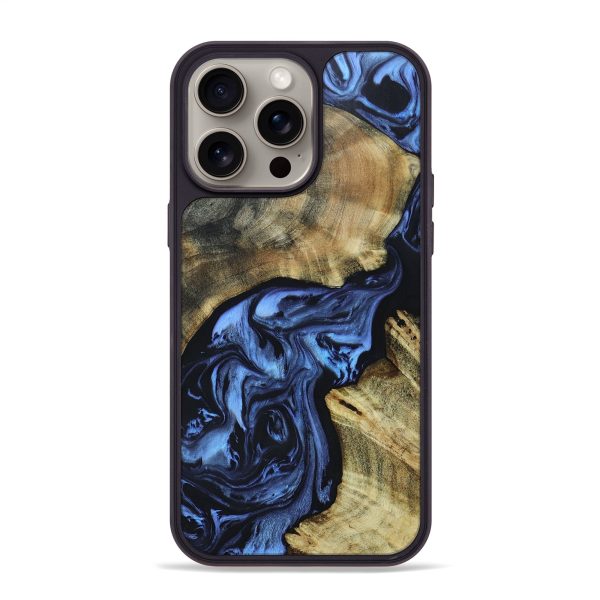 iPhone 15 Pro Max Wood+Resin Phone Case - Dewey (Blue, 662533) Hot on Sale