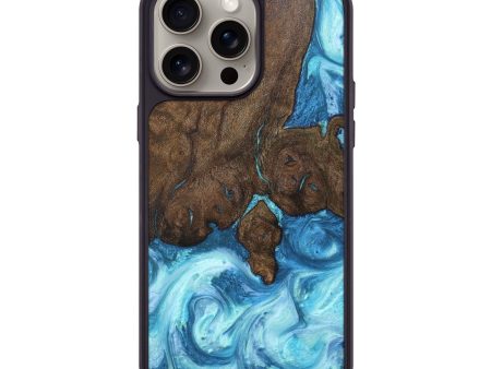 iPhone 15 Pro Max Wood+Resin Phone Case - Orlando (Blue, 662711) For Cheap