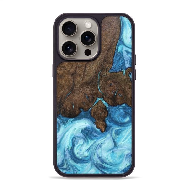 iPhone 15 Pro Max Wood+Resin Phone Case - Orlando (Blue, 662711) For Cheap