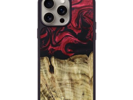 iPhone 15 Pro Max Wood+Resin Phone Case - Willard (Red, 663680) Supply