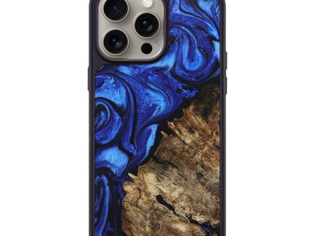 iPhone 15 Pro Max Wood+Resin Phone Case - Eileen (Blue, 661452) For Sale