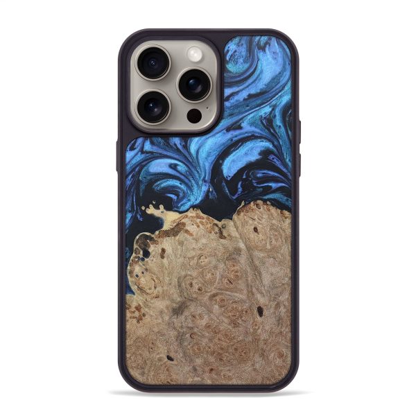 iPhone 15 Pro Max Wood+Resin Phone Case - Marc (Blue, 662183) Hot on Sale