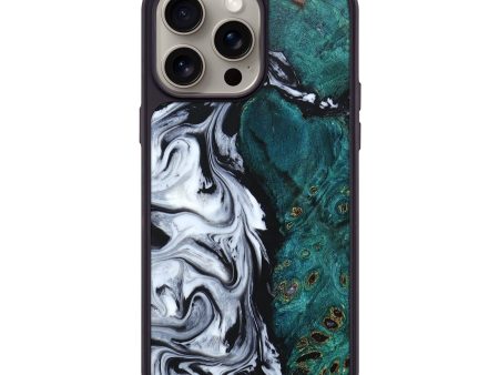 iPhone 15 Pro Max Wood+Resin Phone Case - Leilani (Black & White, 663710) For Discount