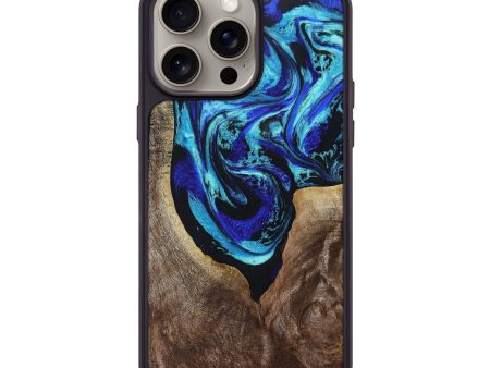 iPhone 15 Pro Max Wood+Resin Phone Case - Vonda (Blue, 662436) Supply