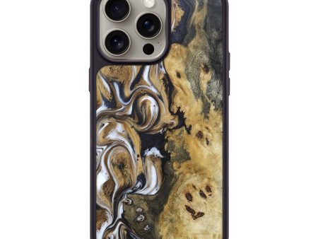 iPhone 15 Pro Max Wood+Resin Phone Case - Lorene (Black & White, 666204) Sale