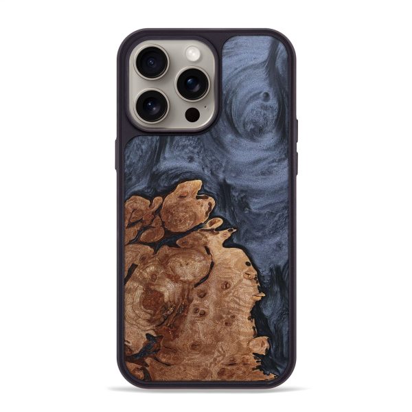 iPhone 15 Pro Max Wood+Resin Phone Case - Flora (Pure Black, 663388) Hot on Sale