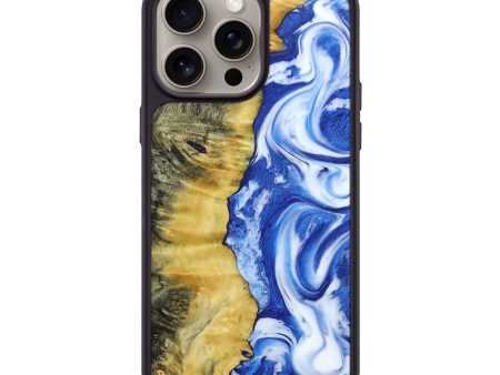 iPhone 15 Pro Max Wood+Resin Phone Case - Cohen (Blue, 663637) For Discount