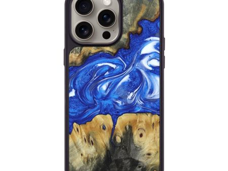 iPhone 15 Pro Max Wood+Resin Phone Case - Jazlyn (Blue, 662223) Hot on Sale