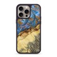 iPhone 15 Pro Max Wood+Resin Phone Case - Branden (Teal & Gold, 661658) Online Hot Sale