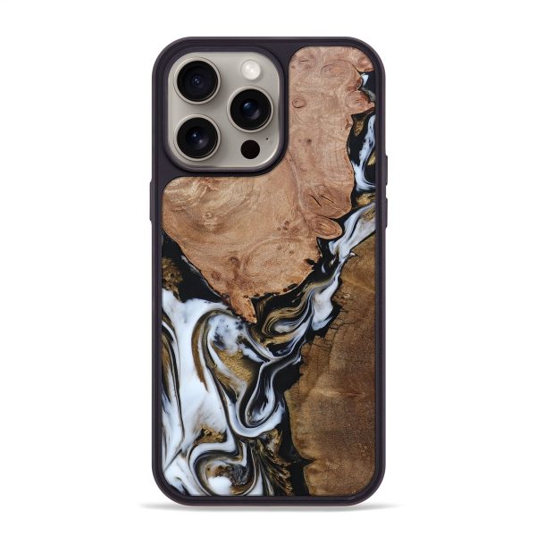 iPhone 15 Pro Max Wood+Resin Phone Case - Belinda (Black & White, 663734) Online Hot Sale