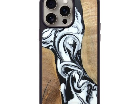 iPhone 15 Pro Max Wood+Resin Phone Case - Lester (Black & White, 666127) Online