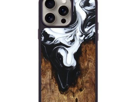 iPhone 15 Pro Max Wood+Resin Phone Case - Inez (Black & White, 661730) Cheap