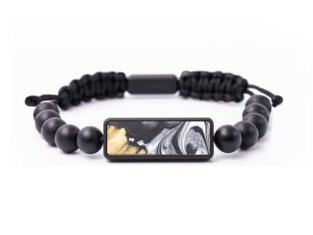 Onyx Bead Wood+Resin Bracelet - Juanita (Black & White, 664612) For Cheap