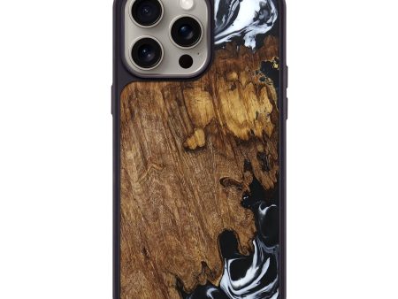 iPhone 15 Pro Max Wood+Resin Phone Case - Vivienne (Black & White, 661855) Discount