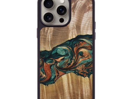 iPhone 15 Pro Max Wood+Resin Phone Case - Sloane (Green, 662364) Cheap