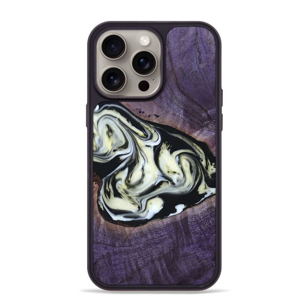 iPhone 15 Pro Max Wood+Resin Phone Case - Mason (Black & White, 665798) Online Hot Sale