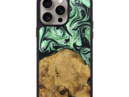 iPhone 15 Pro Max Wood+Resin Phone Case - Irene (Green, 663176) Discount